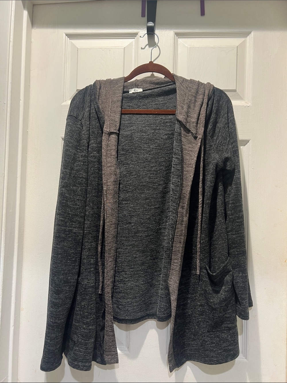 Egs Lightweight Hooded Open-Front Cardigan Sweater - Charcoal